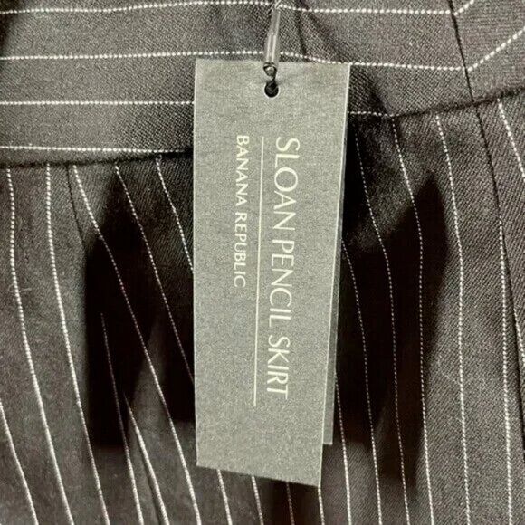 NEW Banana Republic Skirt Womens 4 black stripe pencil straight sloan - Picture 5 of 11